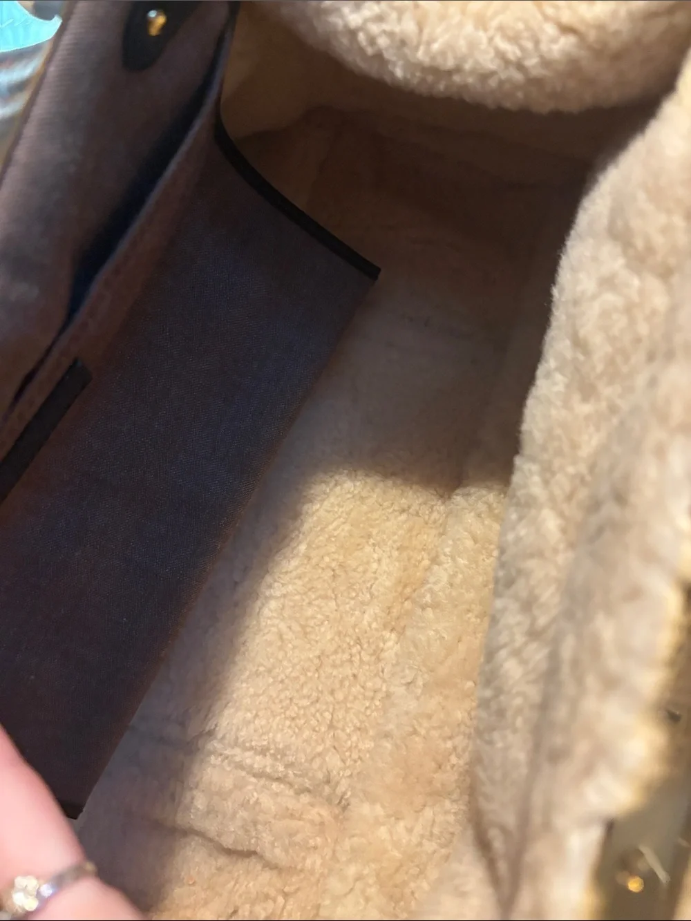 Louis Vuitton Brown Monogram Patent and Cream Shearling Trim Satchel - Picture 12 of 16